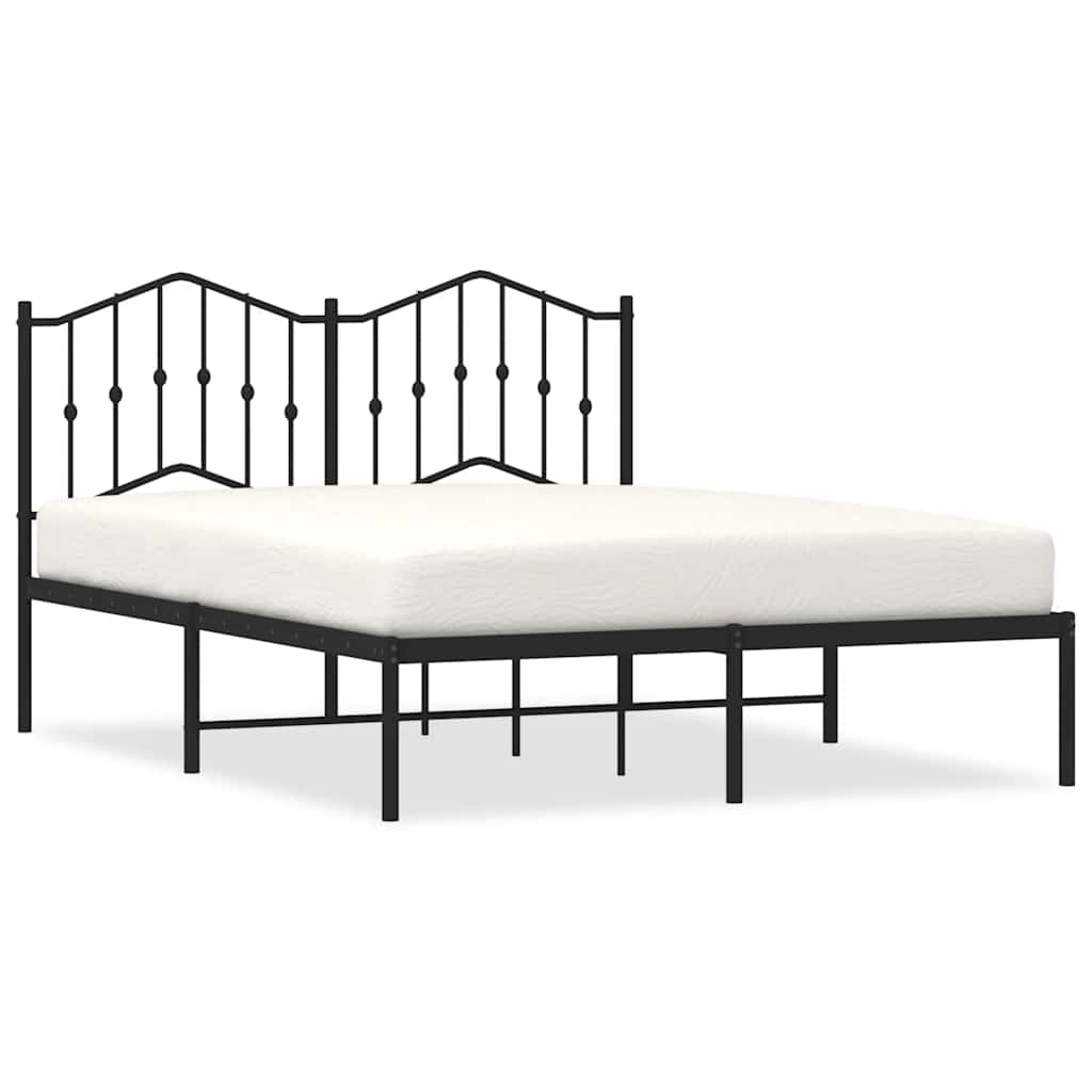 Metalni okvir za krevet s uzglavljem crni 150x200 cm