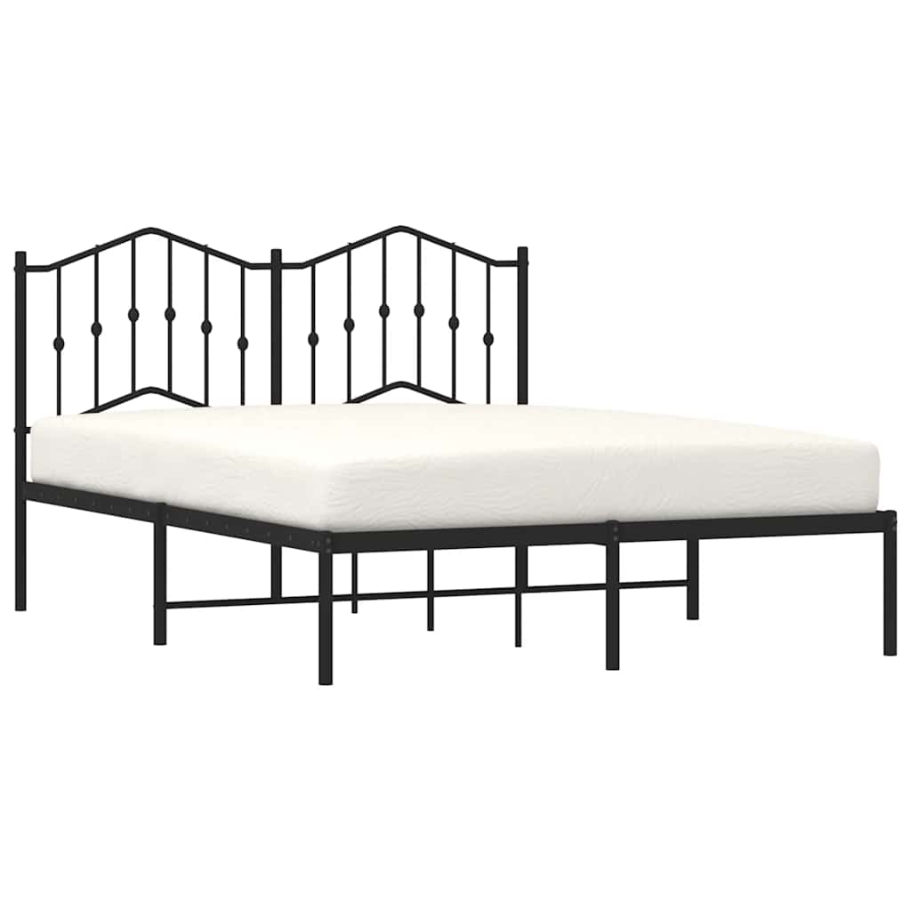 Metalni okvir za krevet s uzglavljem crni 150x200 cm