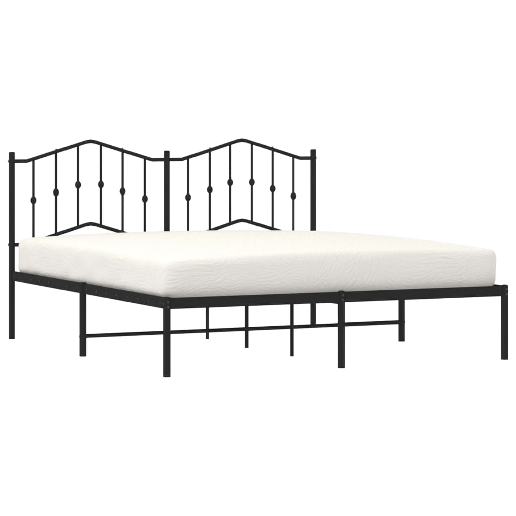 Metalni okvir za krevet s uzglavljem crni 180x200 cm