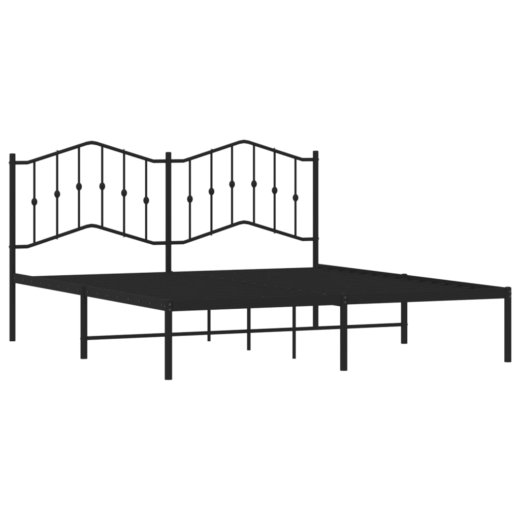 Metalni okvir za krevet s uzglavljem crni 180x200 cm