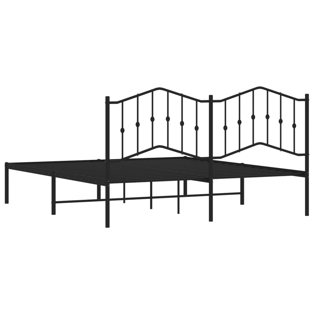 Metalni okvir za krevet s uzglavljem crni 180x200 cm