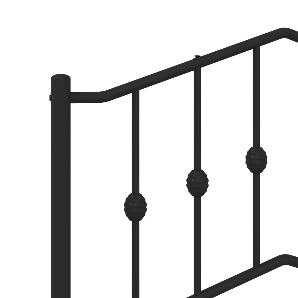 Metalni okvir za krevet s uzglavljem crni 180x200 cm