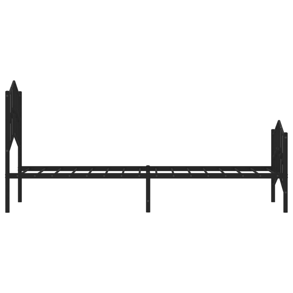 Metalni okvir kreveta s uzglavljem i podnožjem crni 75 x 190 cm