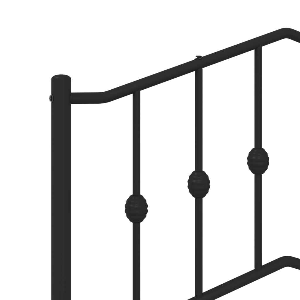 Metalni okvir kreveta s uzglavljem i podnožjem crni 75 x 190 cm