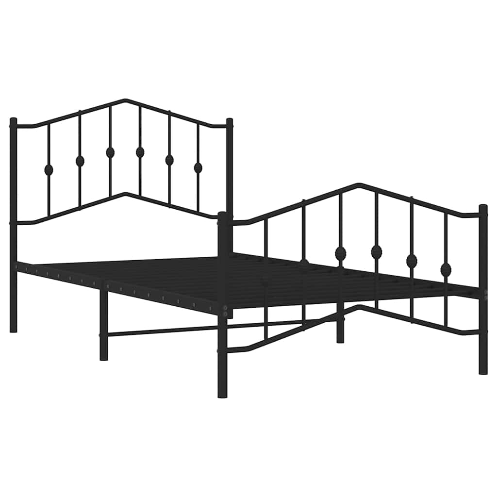 Metalni okvir kreveta s uzglavljem i podnožjem crni 100x190 cm