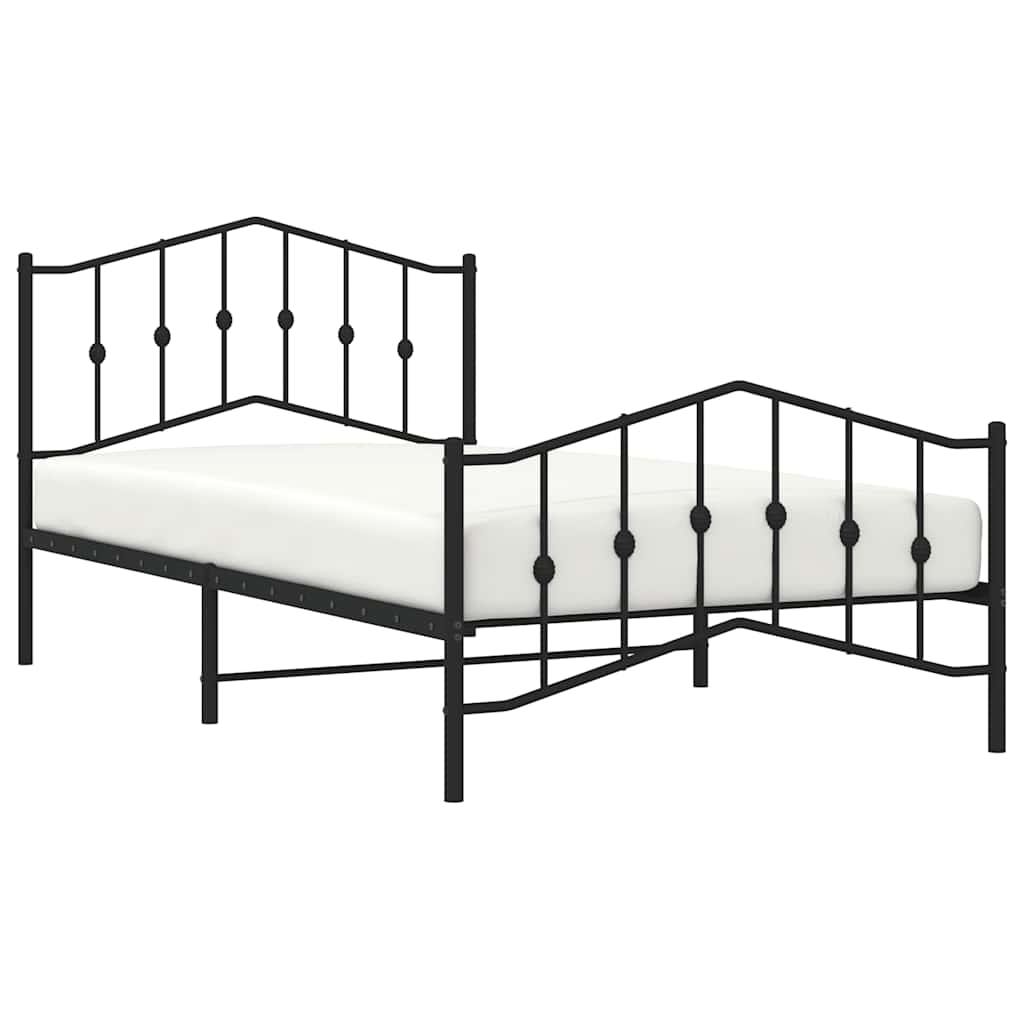 Metalni okvir kreveta s uzglavljem i podnožjem crni 100x200 cm