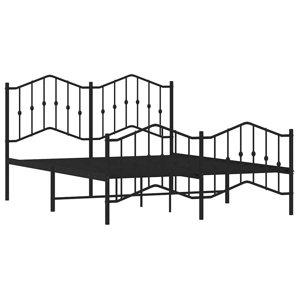 Metalni okvir kreveta s uzglavljem i podnožjem crni 150x200 cm