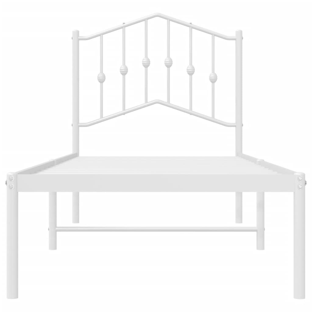 Metalni okvir krevet bez madraca s uzglavljem bijeli 75x190 cm