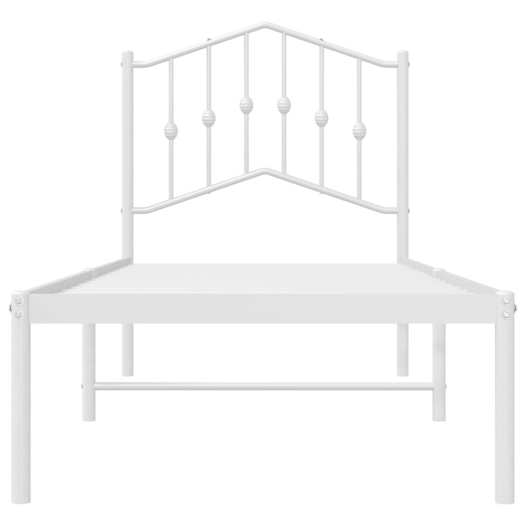 Metalni okvir za krevet s uzglavljem bijeli 80x200 cm