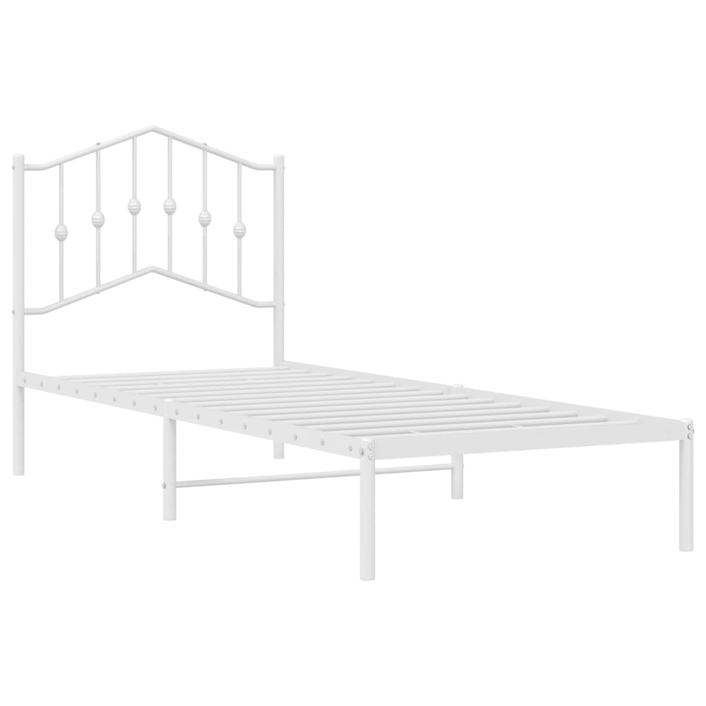 Metalni okvir za krevet s uzglavljem bijeli 90 x 190 cm