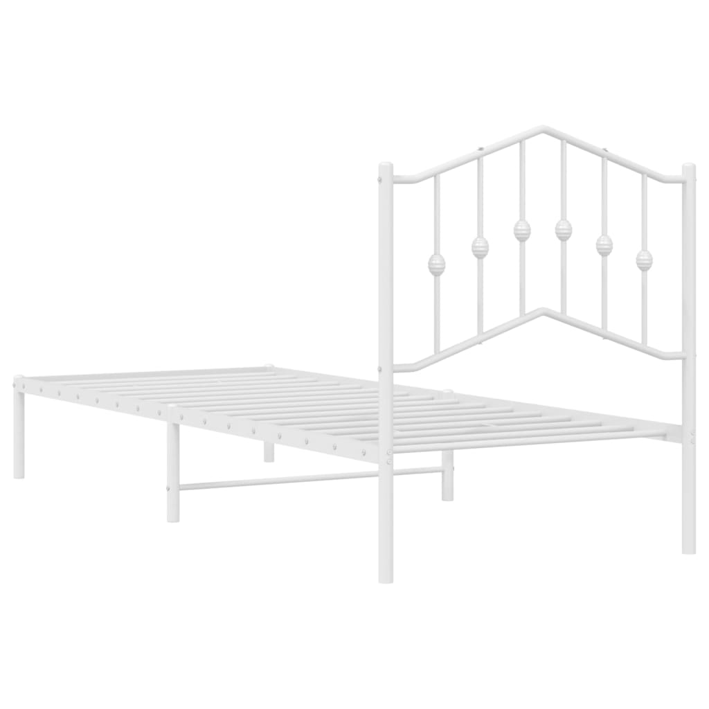 Metalni okvir za krevet s uzglavljem bijeli 90 x 190 cm