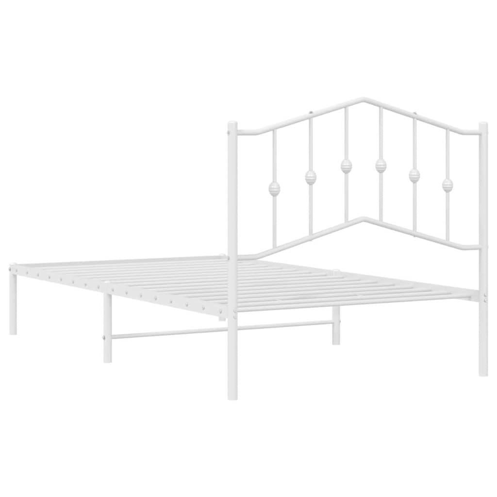 Metalni okvir za krevet s uzglavljem bijeli 100x190 cm