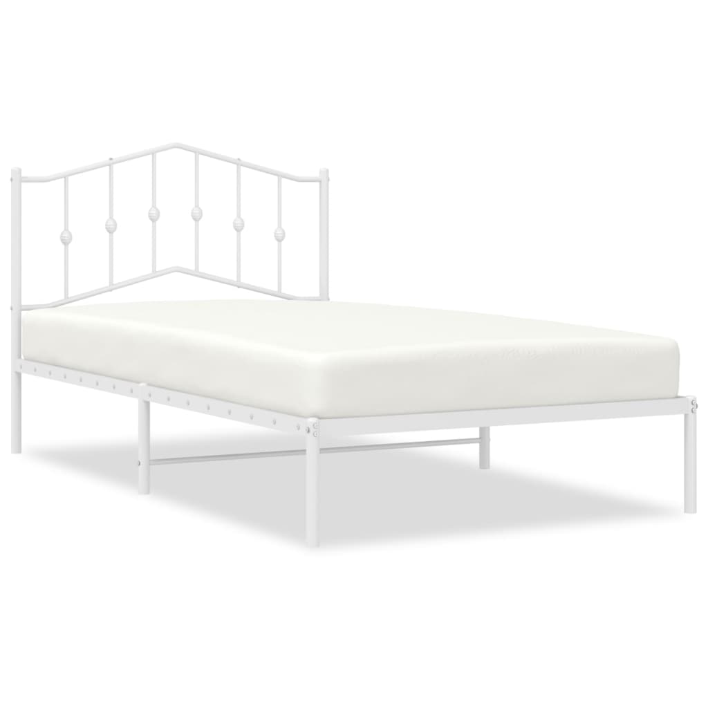 Metalni okvir za krevet s uzglavljem bijeli 107x203 cm