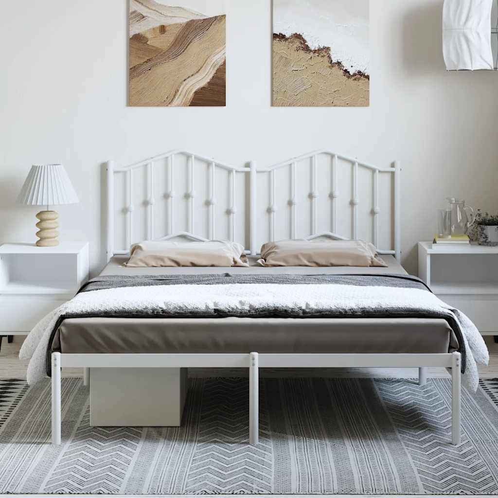 Metalni okvir za krevet s uzglavljem bijeli 135x190 cm