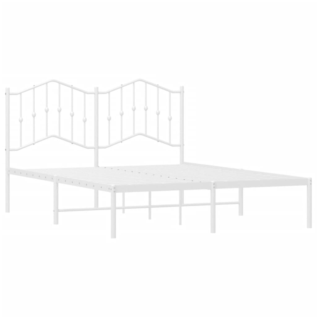 Metalni okvir za krevet s uzglavljem bijeli 140 x 190 cm