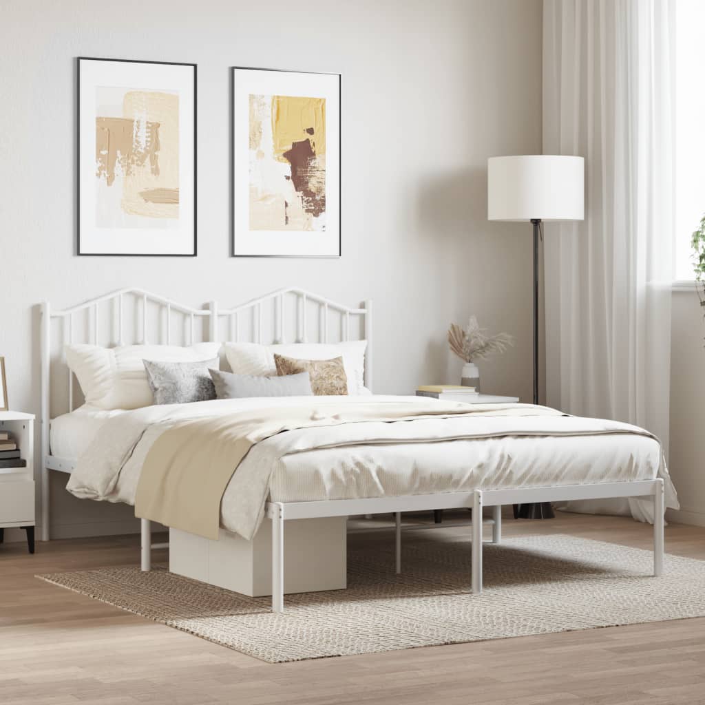 Metalni okvir za krevet s uzglavljem bijeli 140 x 190 cm