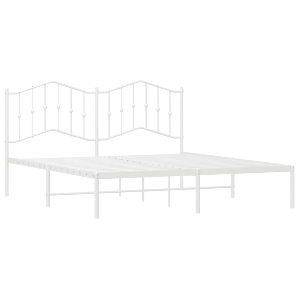 Metalni okvir za krevet s uzglavljem bijeli 160x200 cm