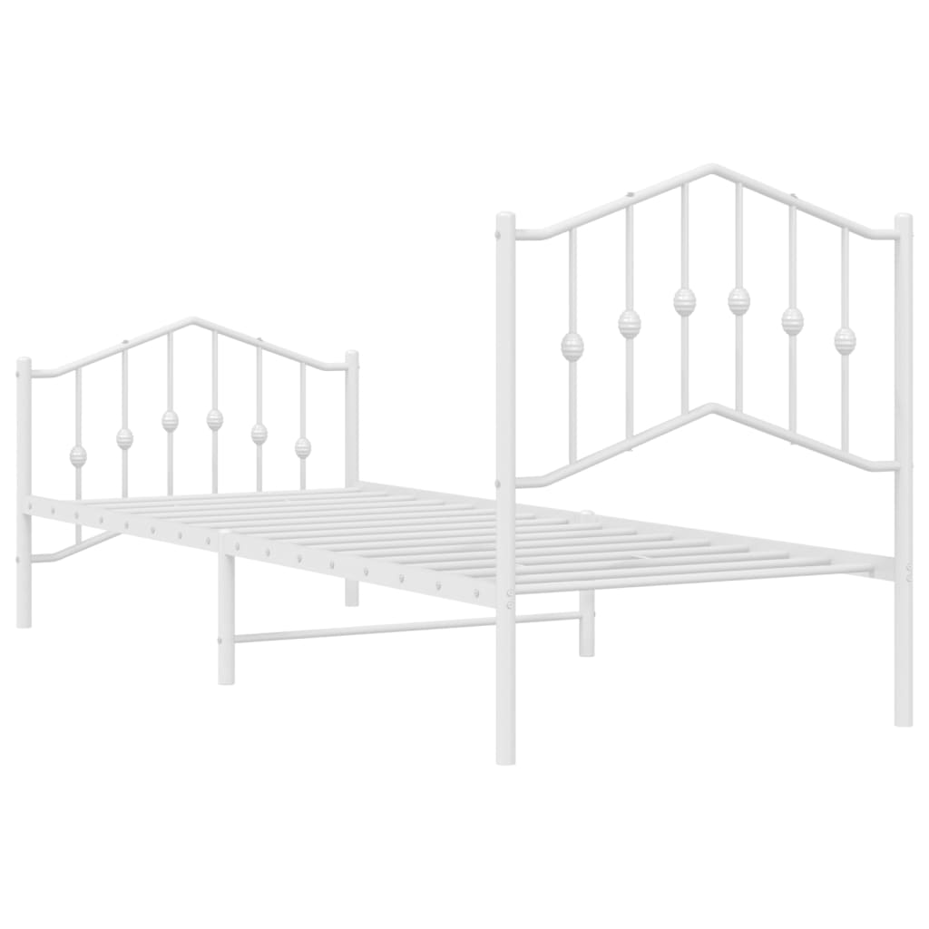 Metalni okvir kreveta s uzglavljem i podnožjem bijeli 80x200 cm