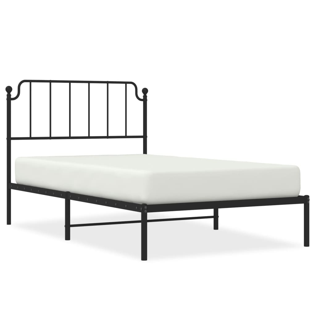 Metalni okvir za krevet s uzglavljem crni 107x203 cm
