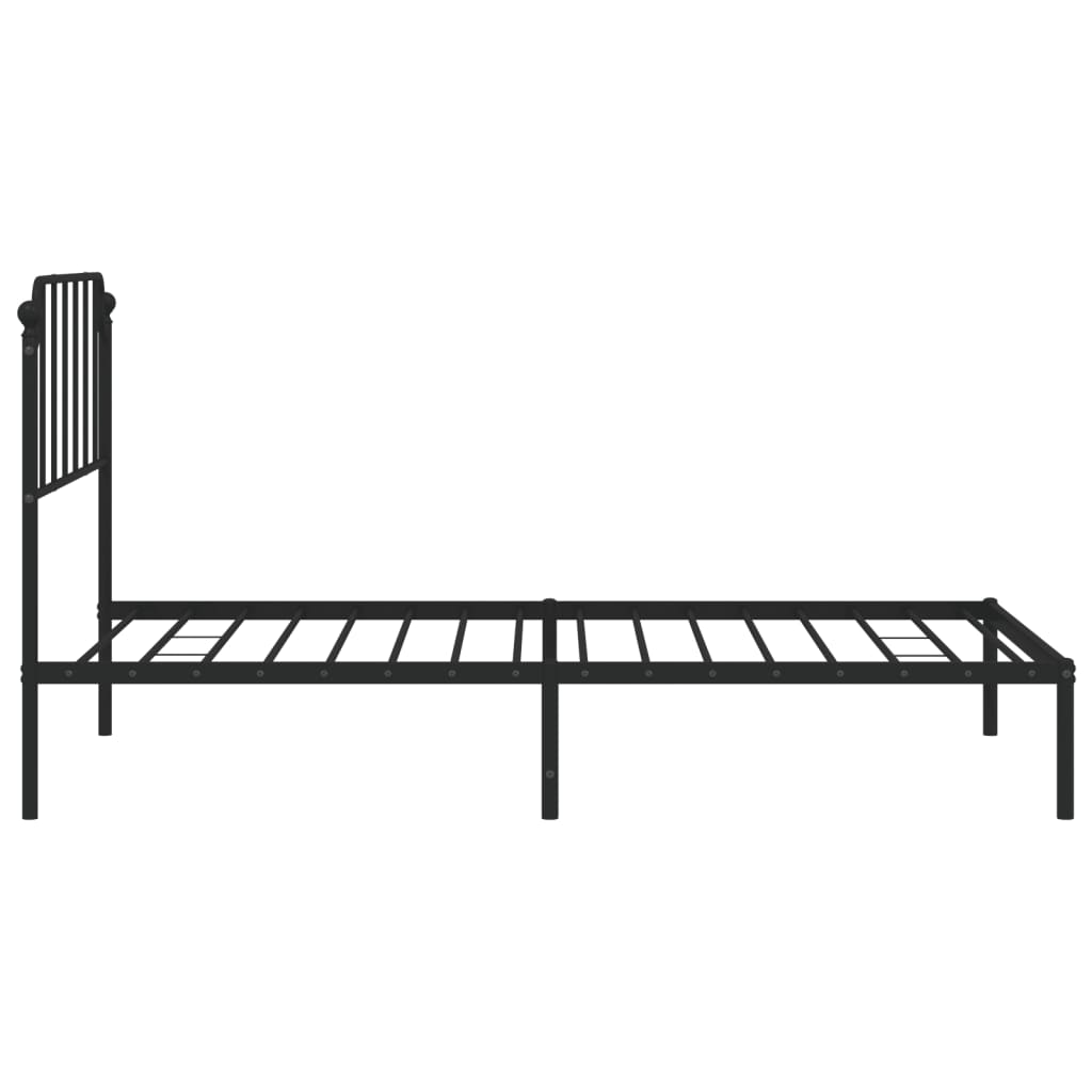 Metalni okvir za krevet s uzglavljem crni 107x203 cm