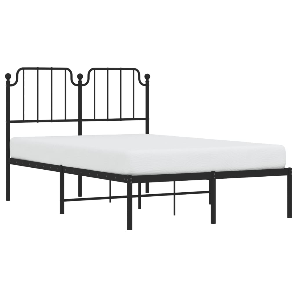 Metalni okvir za krevet s uzglavljem crni 120x190 cm