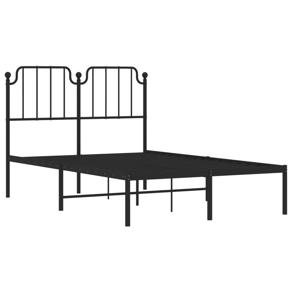 Metalni okvir za krevet s uzglavljem crni 120x190 cm