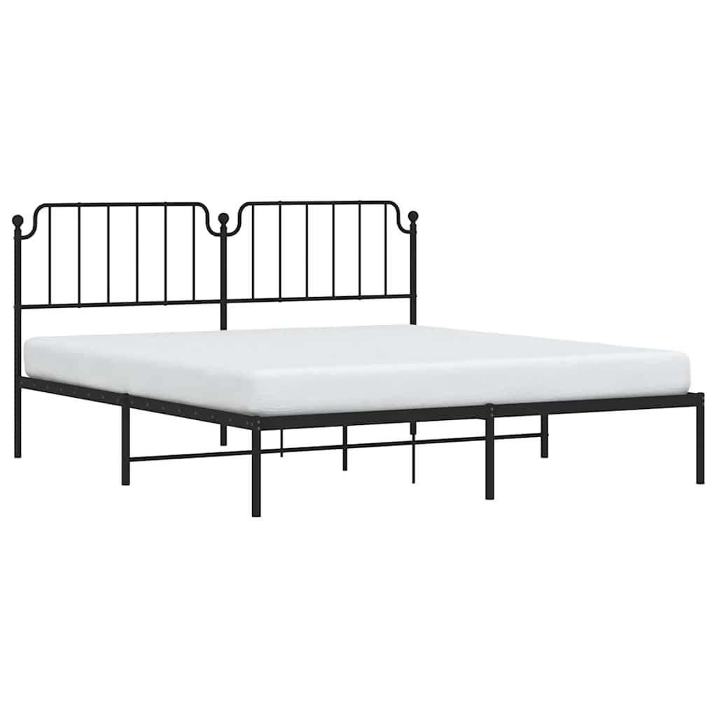 Metalni okvir za krevet s uzglavljem crni 183x213 cm