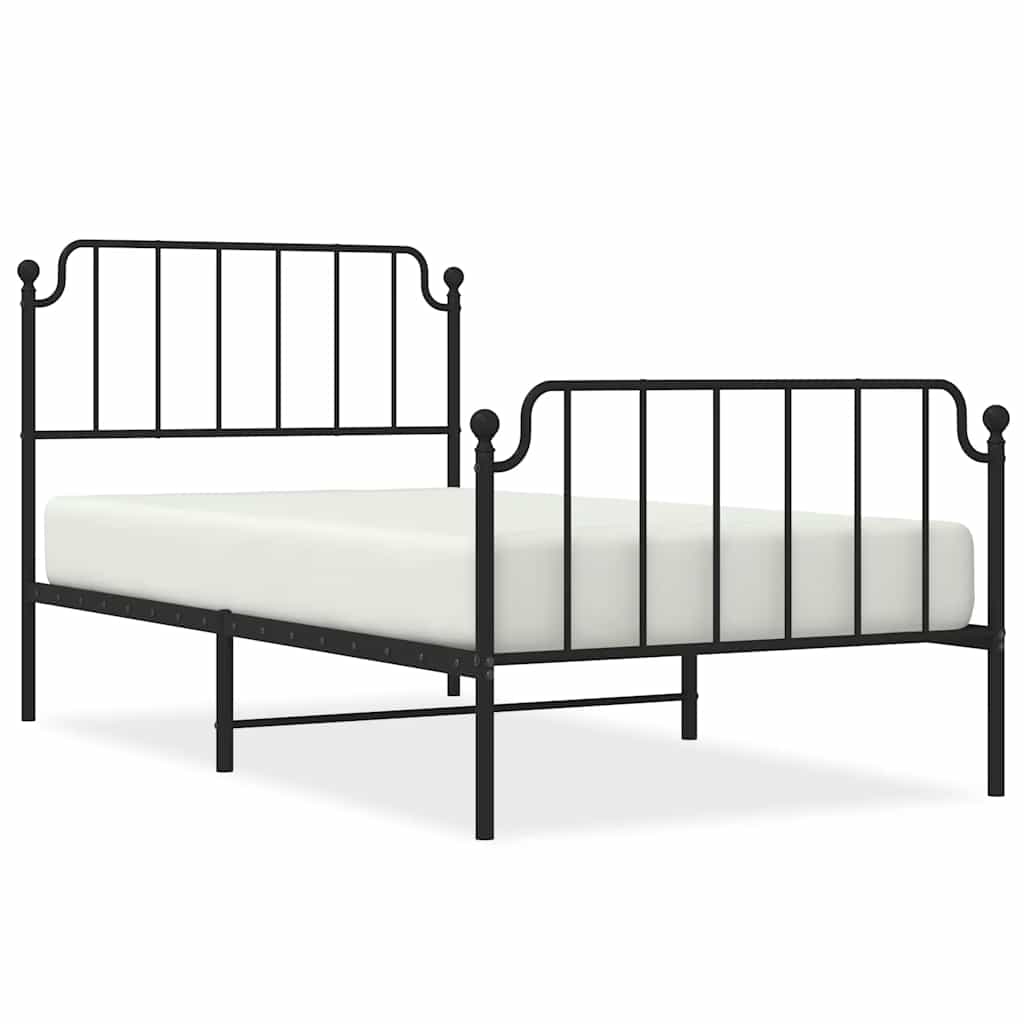Metalni okvir kreveta s uzglavljem i podnožjem crni 100x200 cm