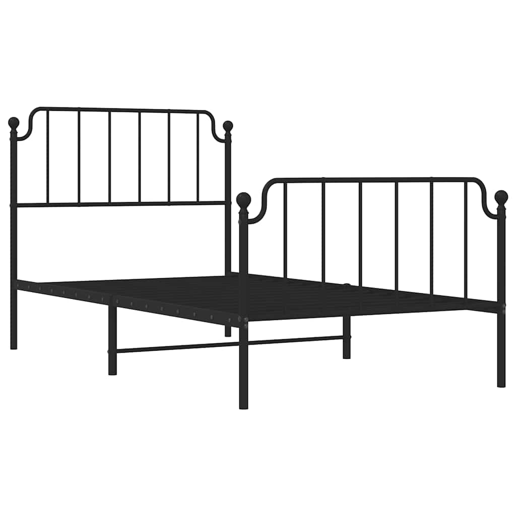 Metalni okvir kreveta s uzglavljem i podnožjem crni 100x200 cm