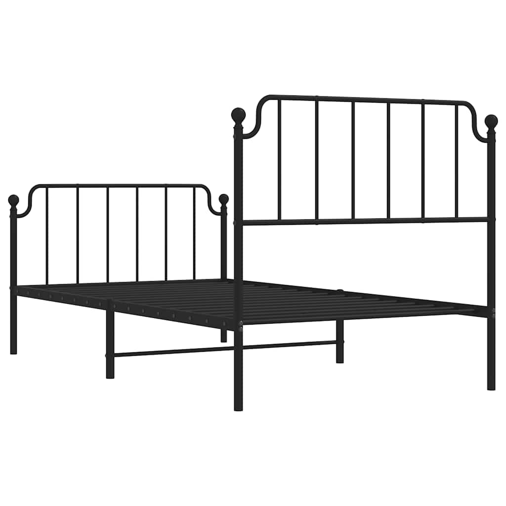 Metalni okvir kreveta s uzglavljem i podnožjem crni 100x200 cm
