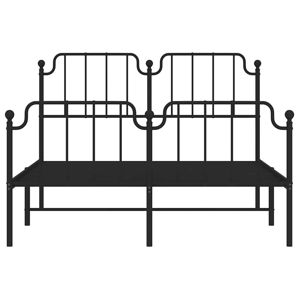 Metalni okvir kreveta s uzglavljem i podnožjem crni 135x190 cm