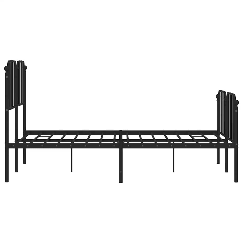 Metalni okvir kreveta s uzglavljem i podnožjem crni 135x190 cm