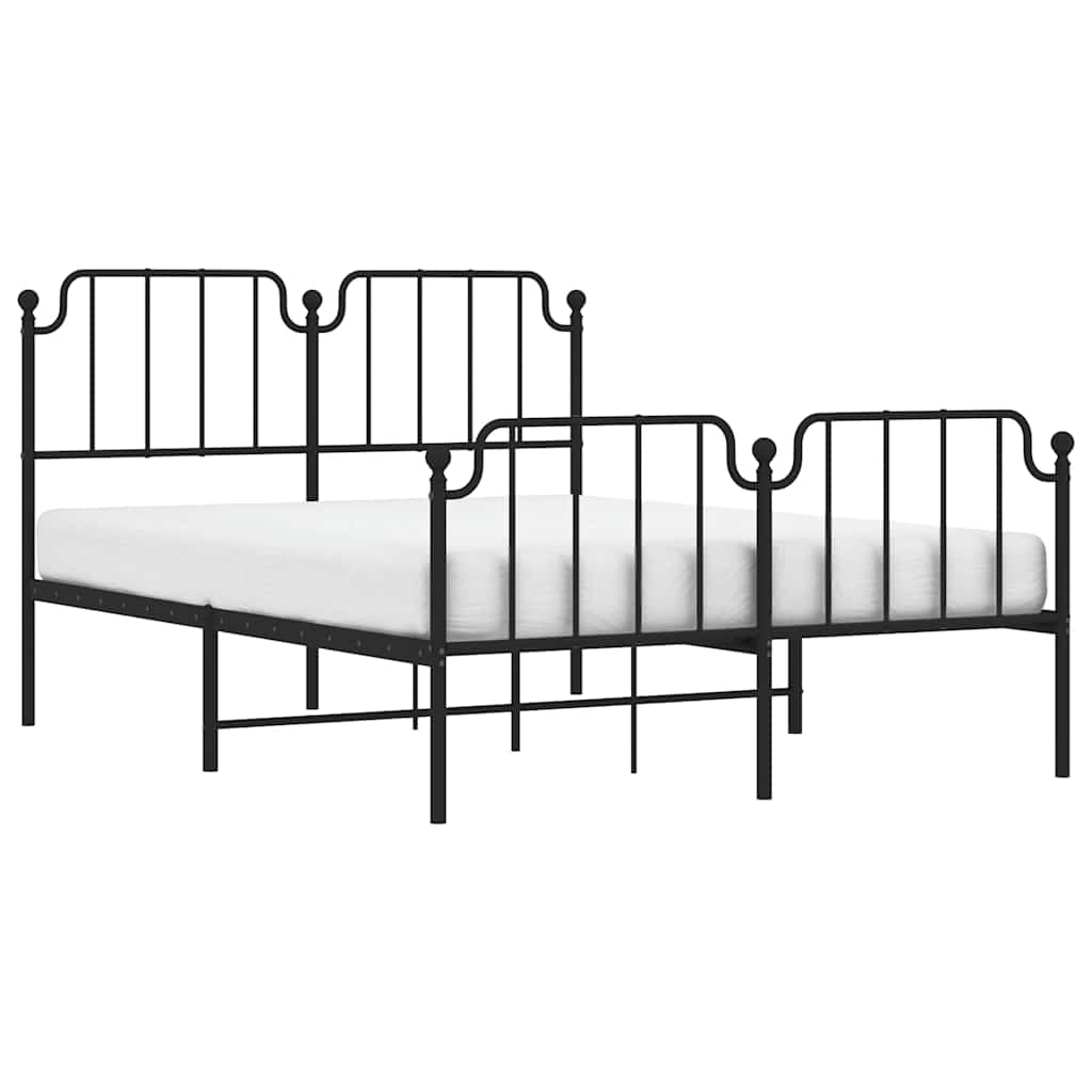 Metalni okvir kreveta s uzglavljem i podnožjem crni 150x200 cm