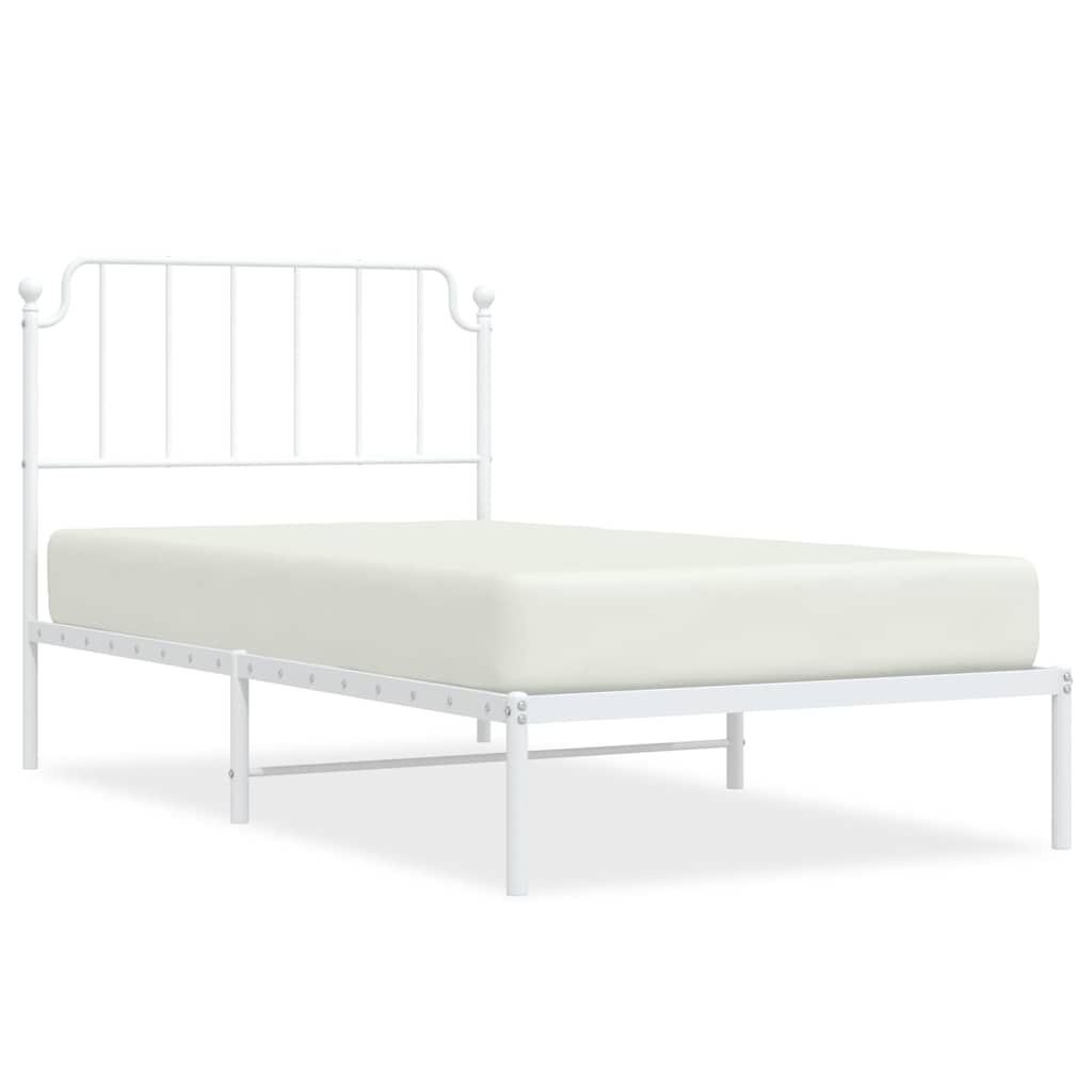 Metalni okvir za krevet s uzglavljem bijeli 100x200 cm