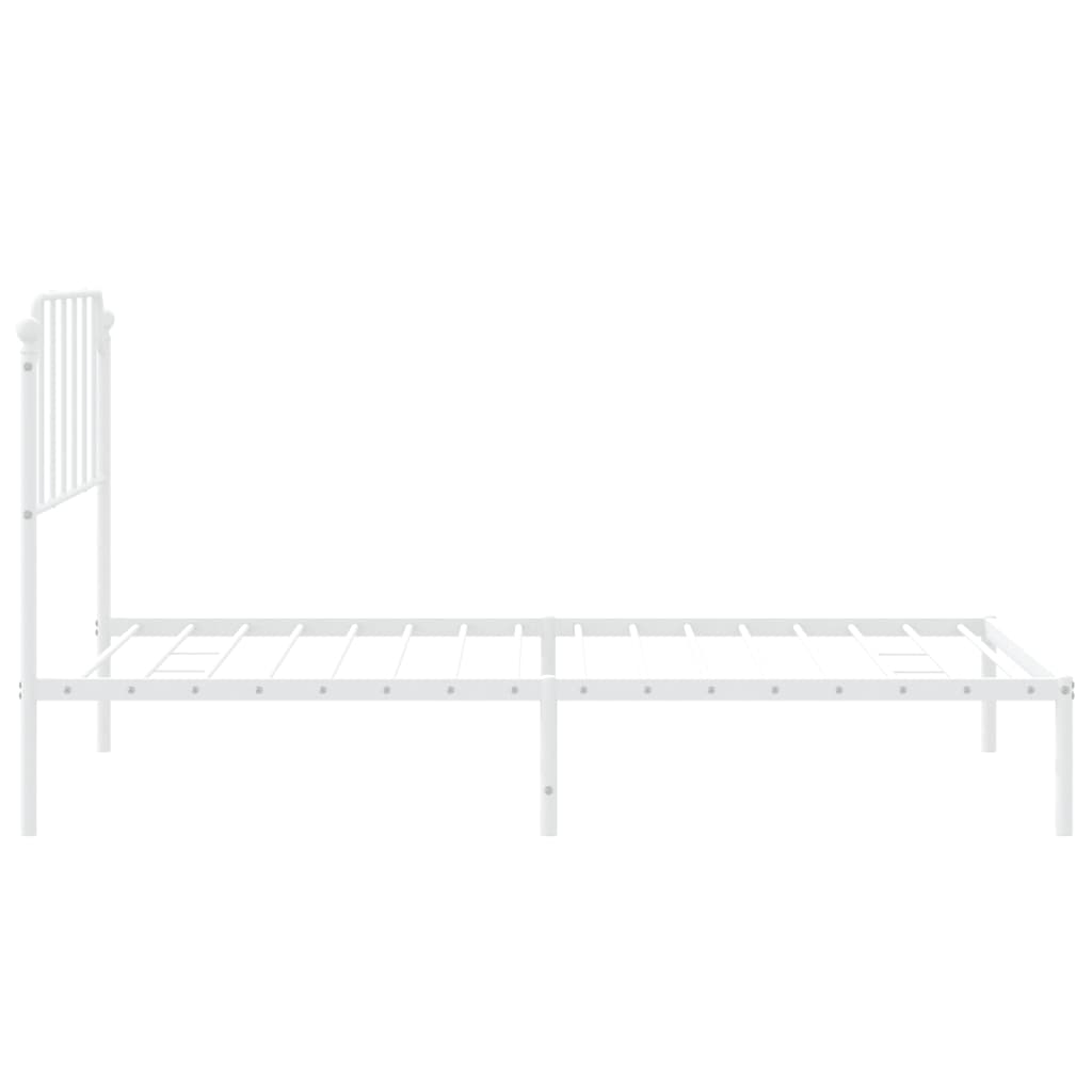 Metalni okvir za krevet s uzglavljem bijeli 107x203 cm