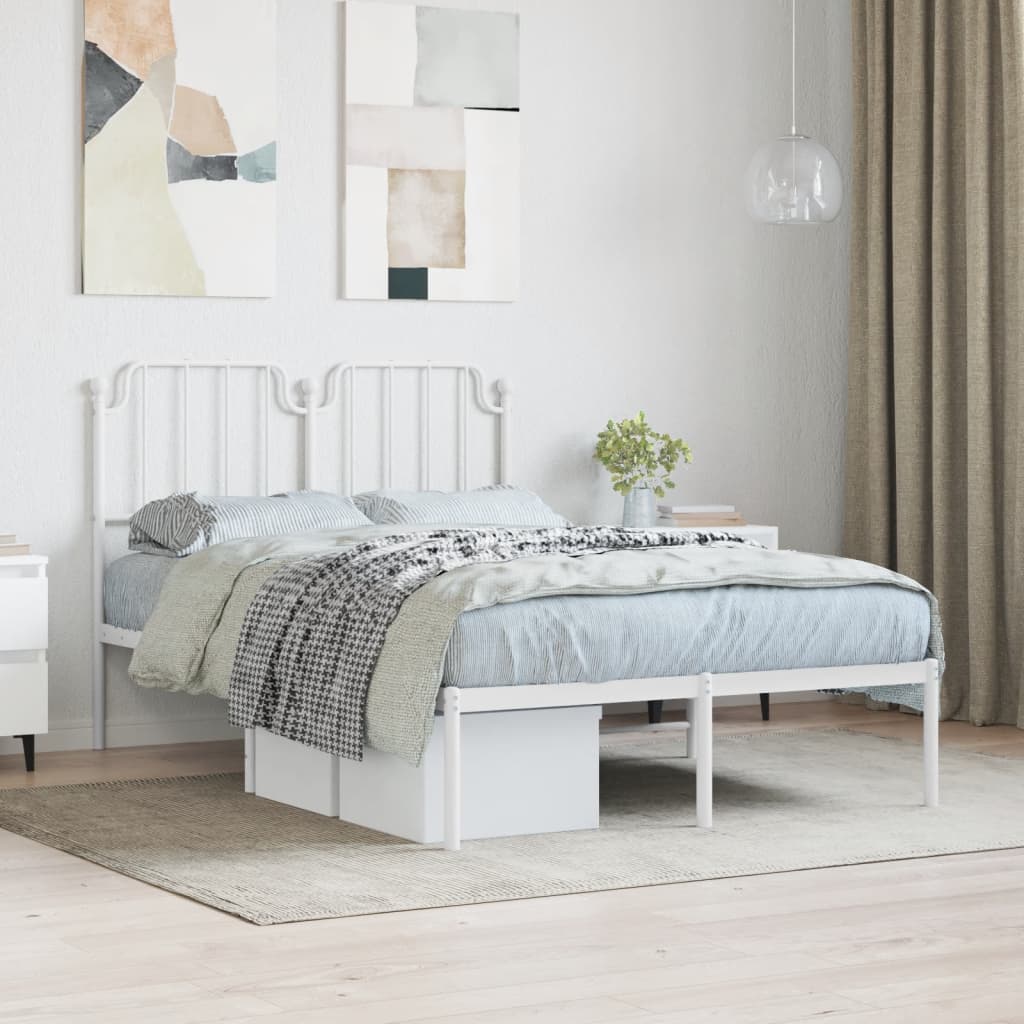 Metalni okvir za krevet s uzglavljem bijeli 120 x 190 cm