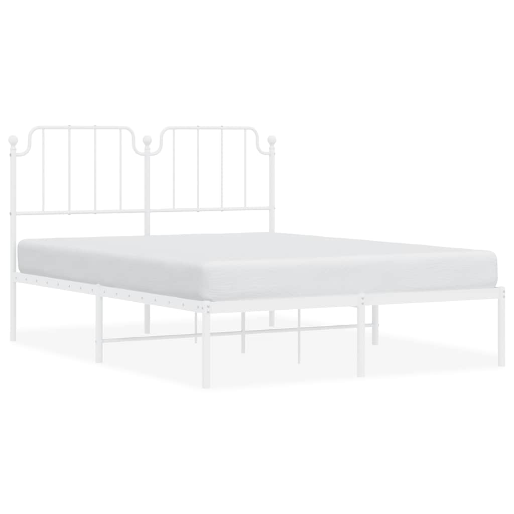 Metalni okvir za krevet s uzglavljem bijeli 135x190 cm