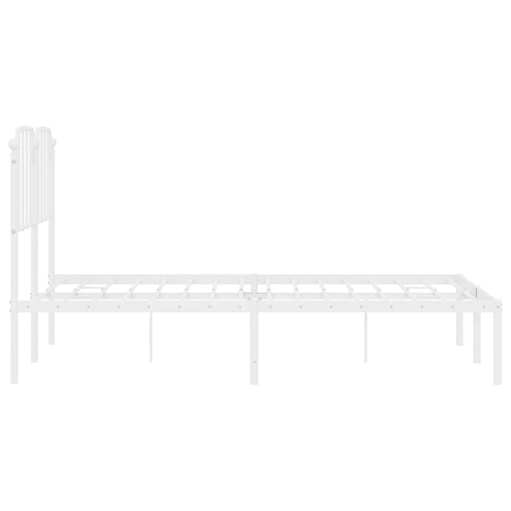 Metalni okvir za krevet s uzglavljem bijeli 135x190 cm