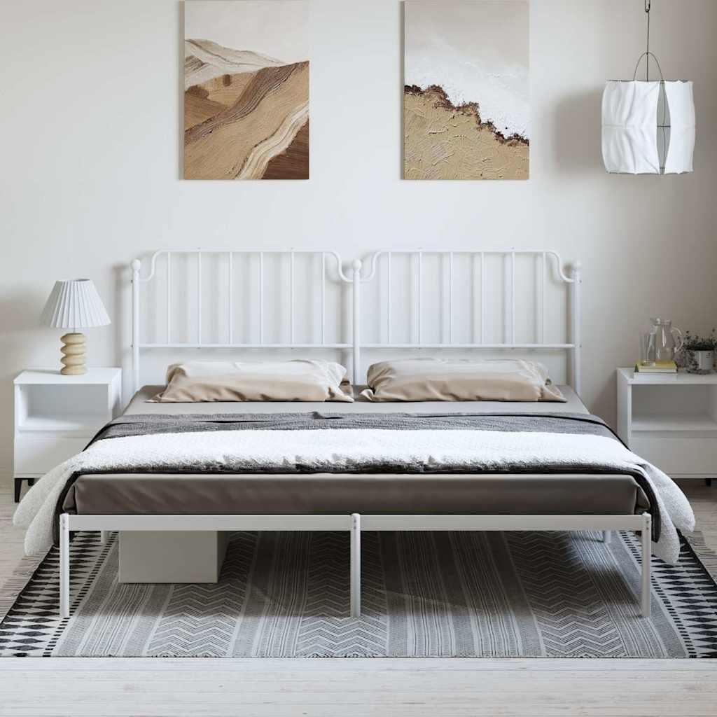Metalni okvir za krevet s uzglavljem bijeli 193x203 cm