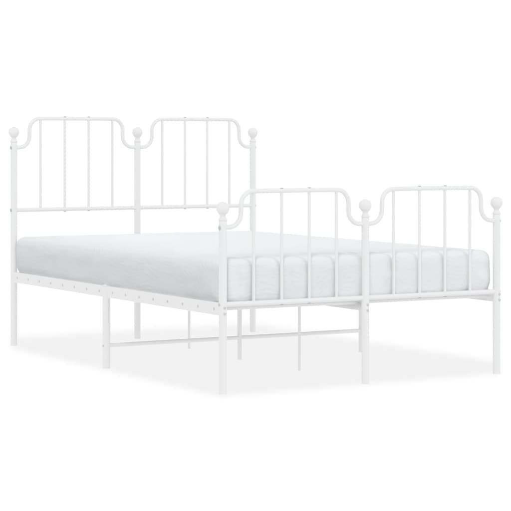 Metalni okvir kreveta uzglavlje i podnožje bijeli 120x200 cm