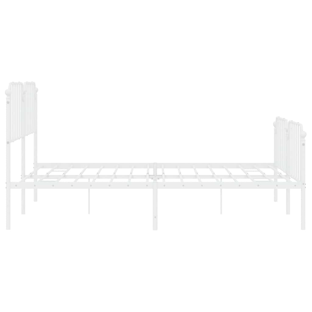 Metalni okvir kreveta uzglavlje i podnožje bijeli 183x213 cm