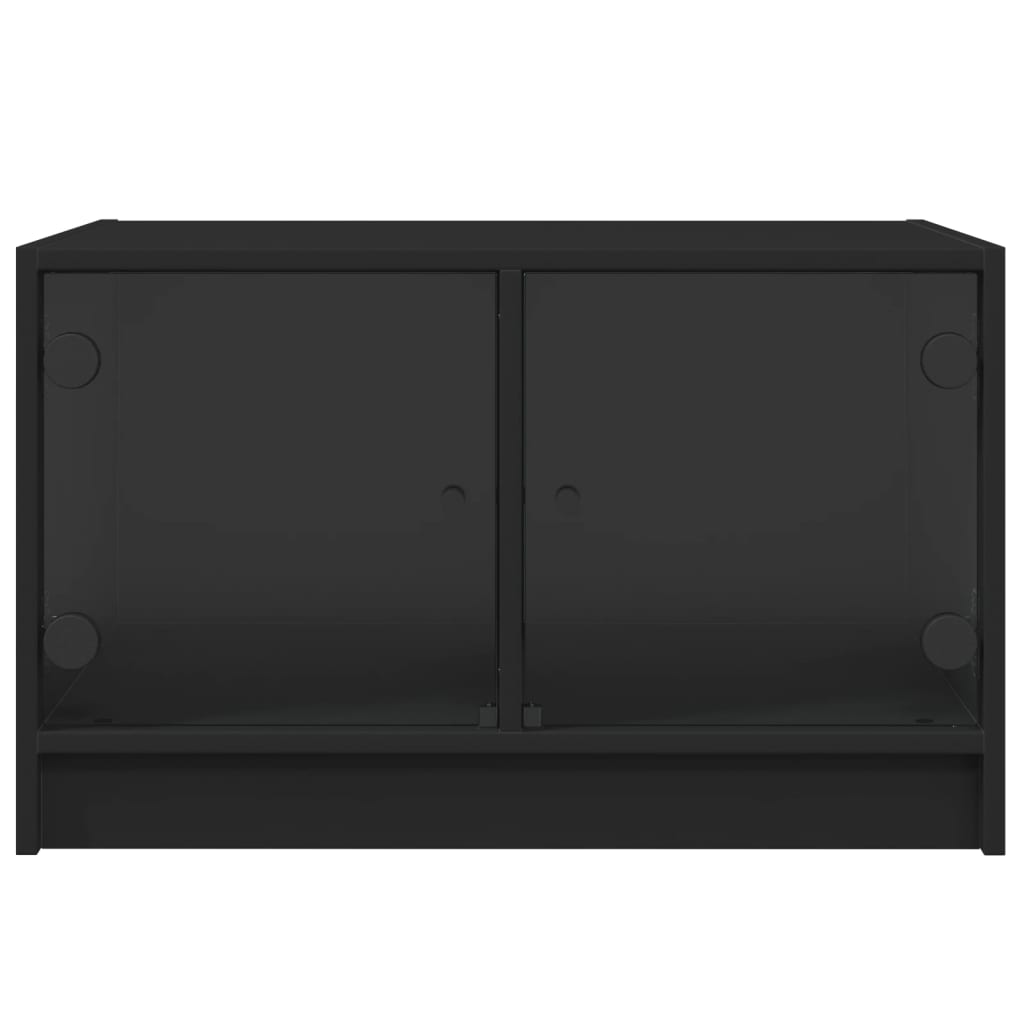 Stolić za kavu sa staklenim vratima crni 68x50x42 cm