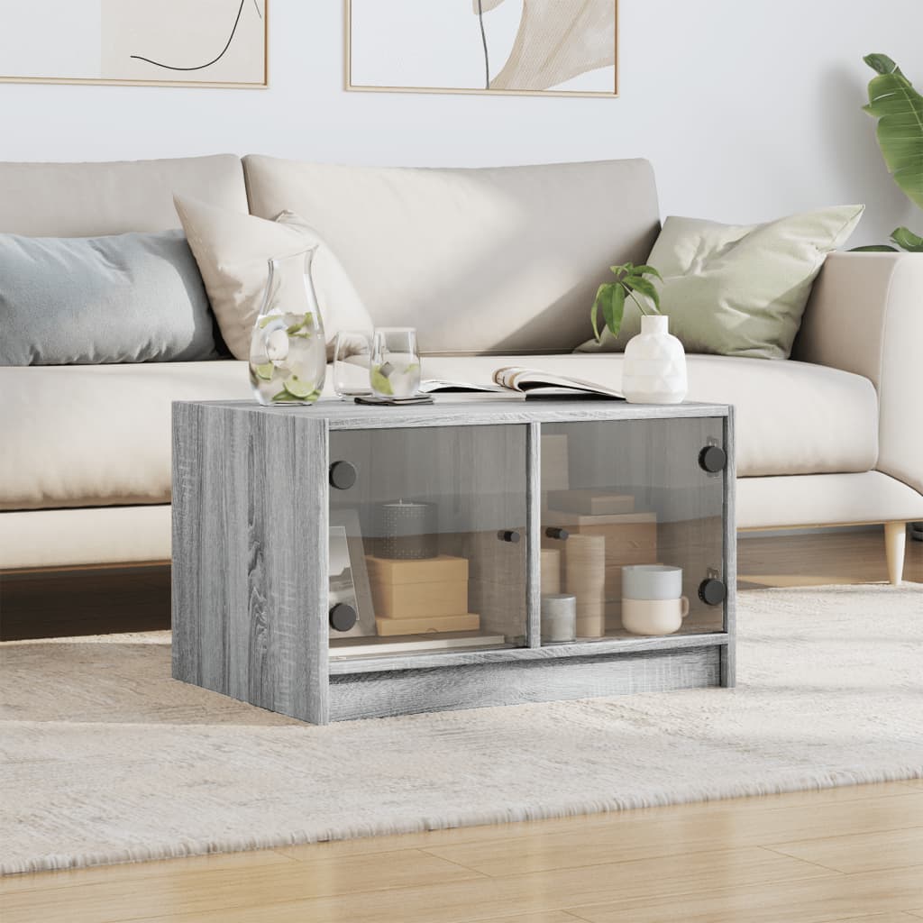 Stolić za kavu sa staklenim vratima boja hrasta 68x50x42 cm