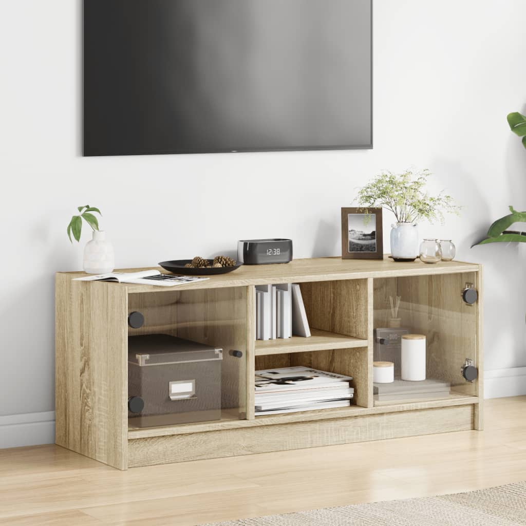 TV ormarić sa staklenim vratima boja hrasta sonome 102x37x42 cm