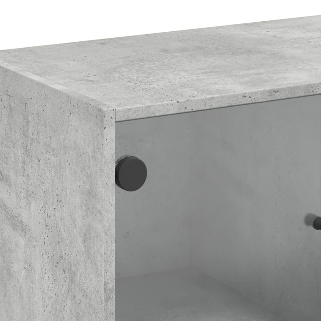 Bočni ormarić sa staklenim vratima boja betona 68x37x75,5 cm