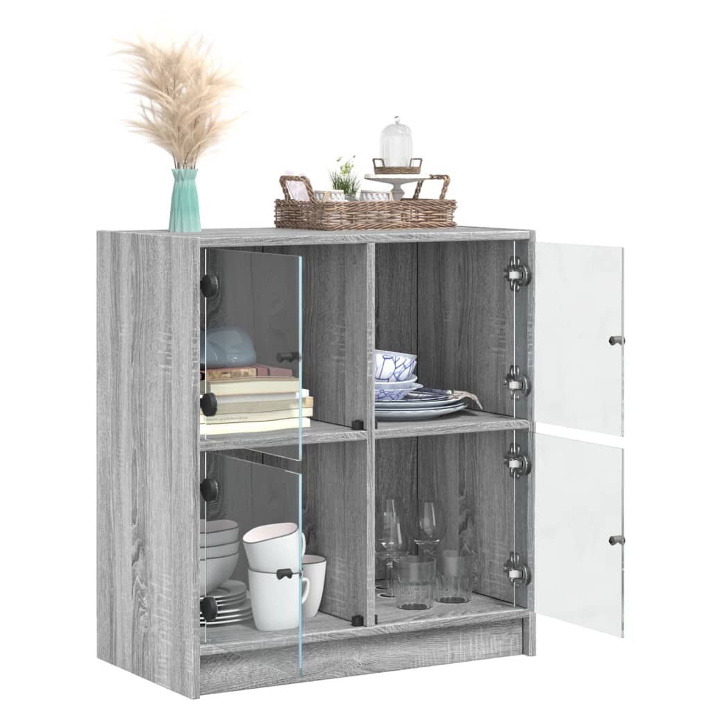 Bočni ormarić sa staklenim vratima boja hrasta 68x37x75,5 cm