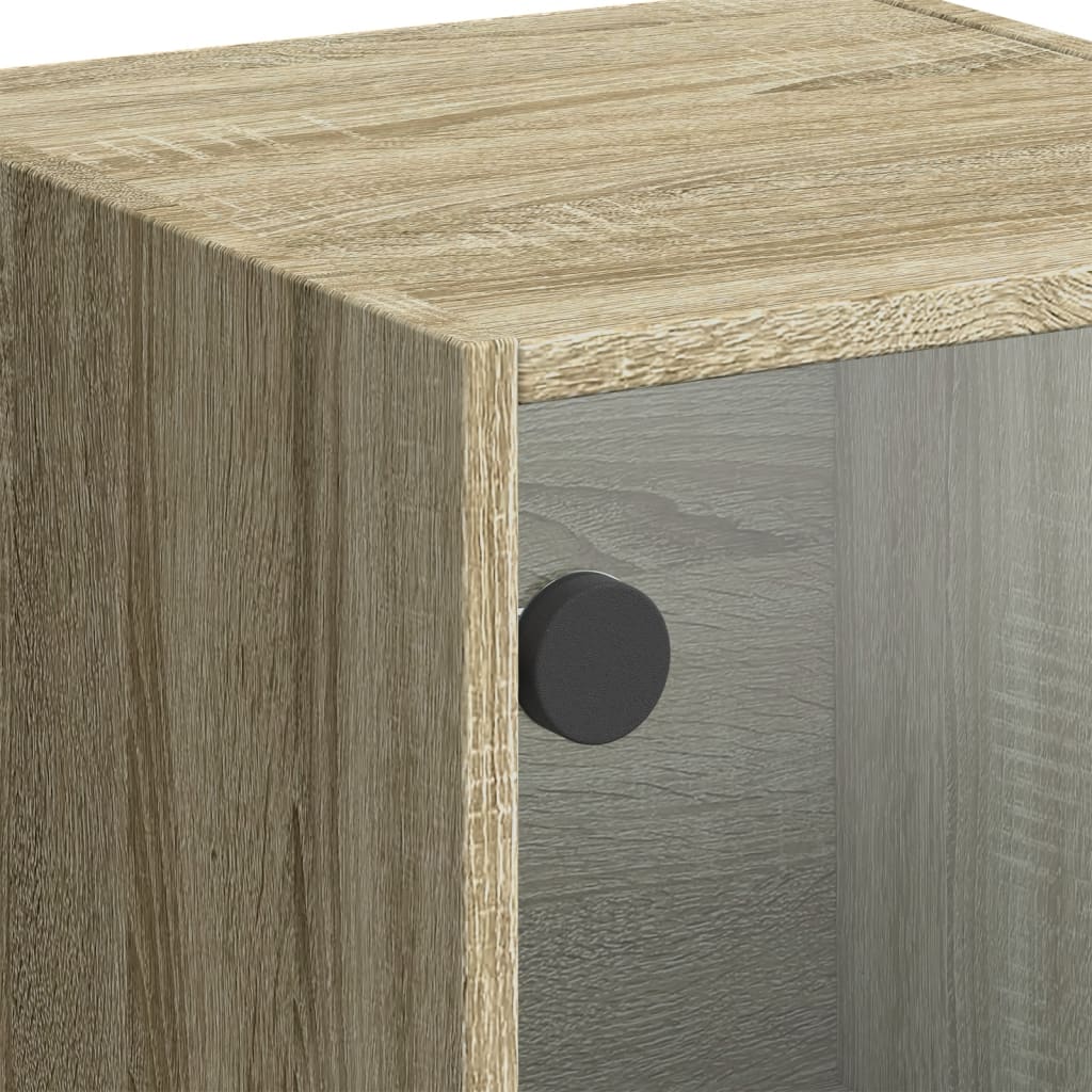 Visoka komoda sa staklenim vratima boja hrasta 35 x 37 x 109 cm