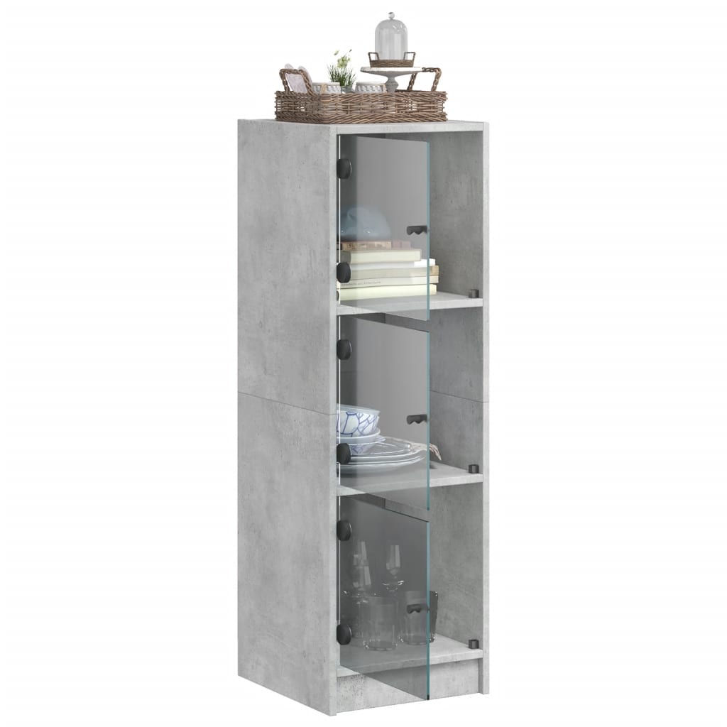 Visoka komoda sa staklenim vratima boja betona 35 x 37 x 109 cm