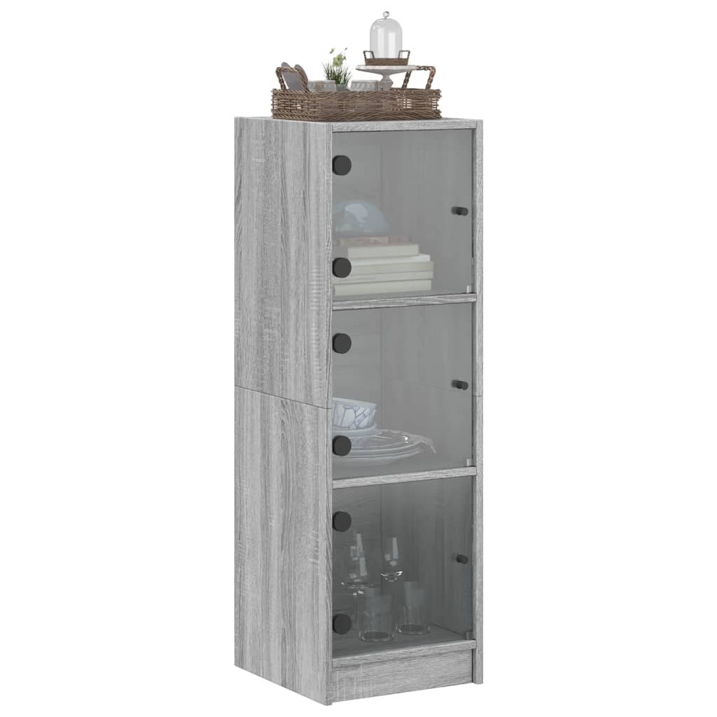 Visoka komoda sa staklenim vratima boja hrasta 35 x 37 x 109 cm