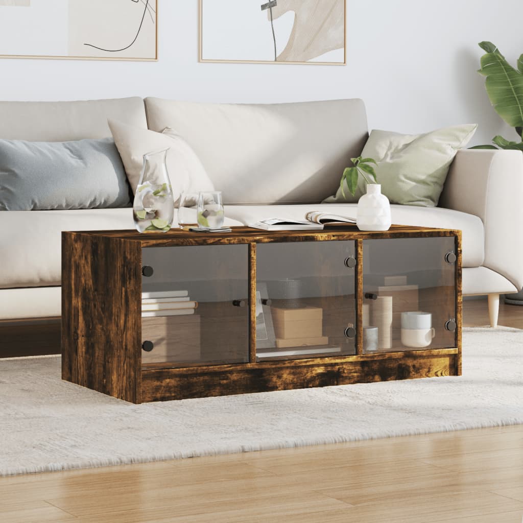 Stolić za kavu sa staklenim vratima boja hrasta 102x50x42 cm